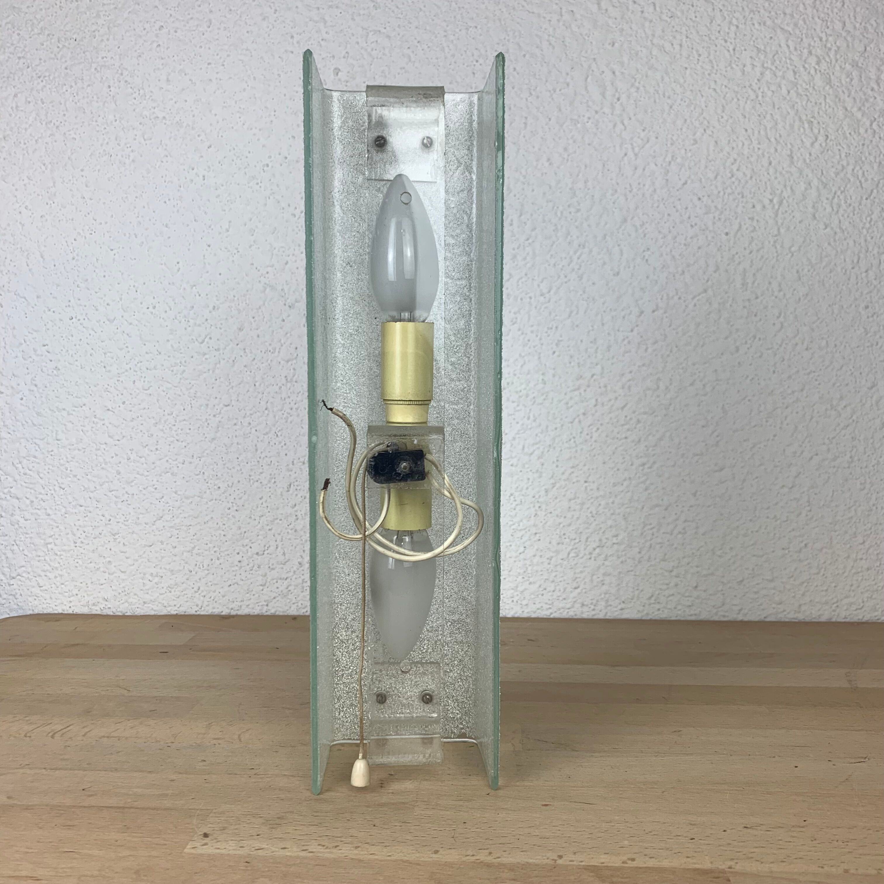 Vintage granite glass wall lamp 50/60s rectangle