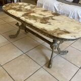 Coffee table with brass legs and marble top