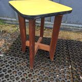 Oak stool and yellow formica