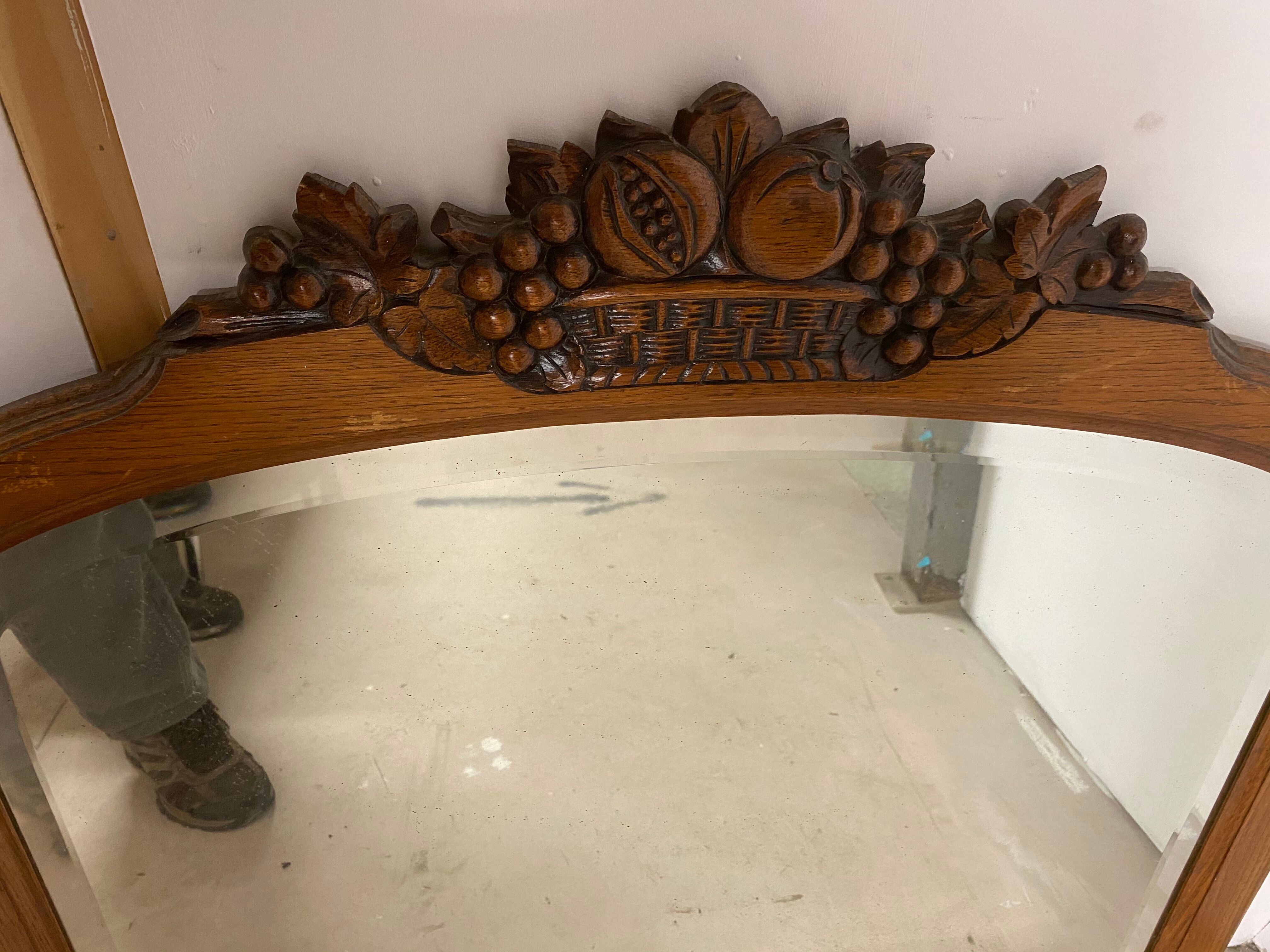 Bevelled mirror frame wooden art deco fruit basket 89x85cm