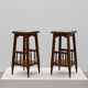 Pair of 20th century rustic wooden side tables with ceramic tile top