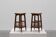 Pair of 20th century rustic wooden side tables with ceramic tile top