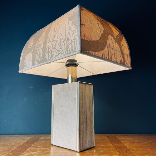 Lampe de table en marbre travertin Italie 1970s