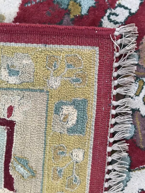 Large carpet old Agra French Janus point made Lily hand 250 X 350 CM