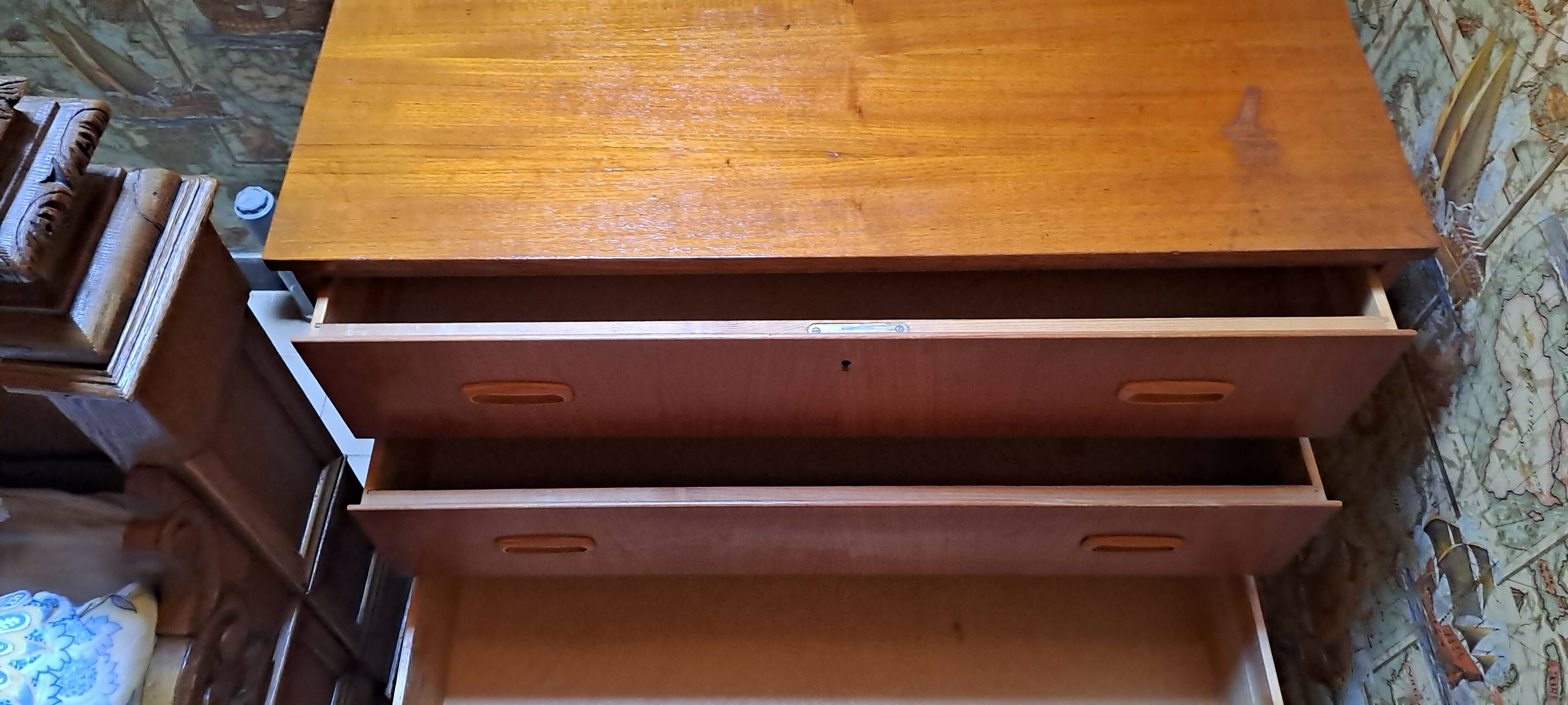 Scandinavian teak chest of drawers 1970 with 3 drawers