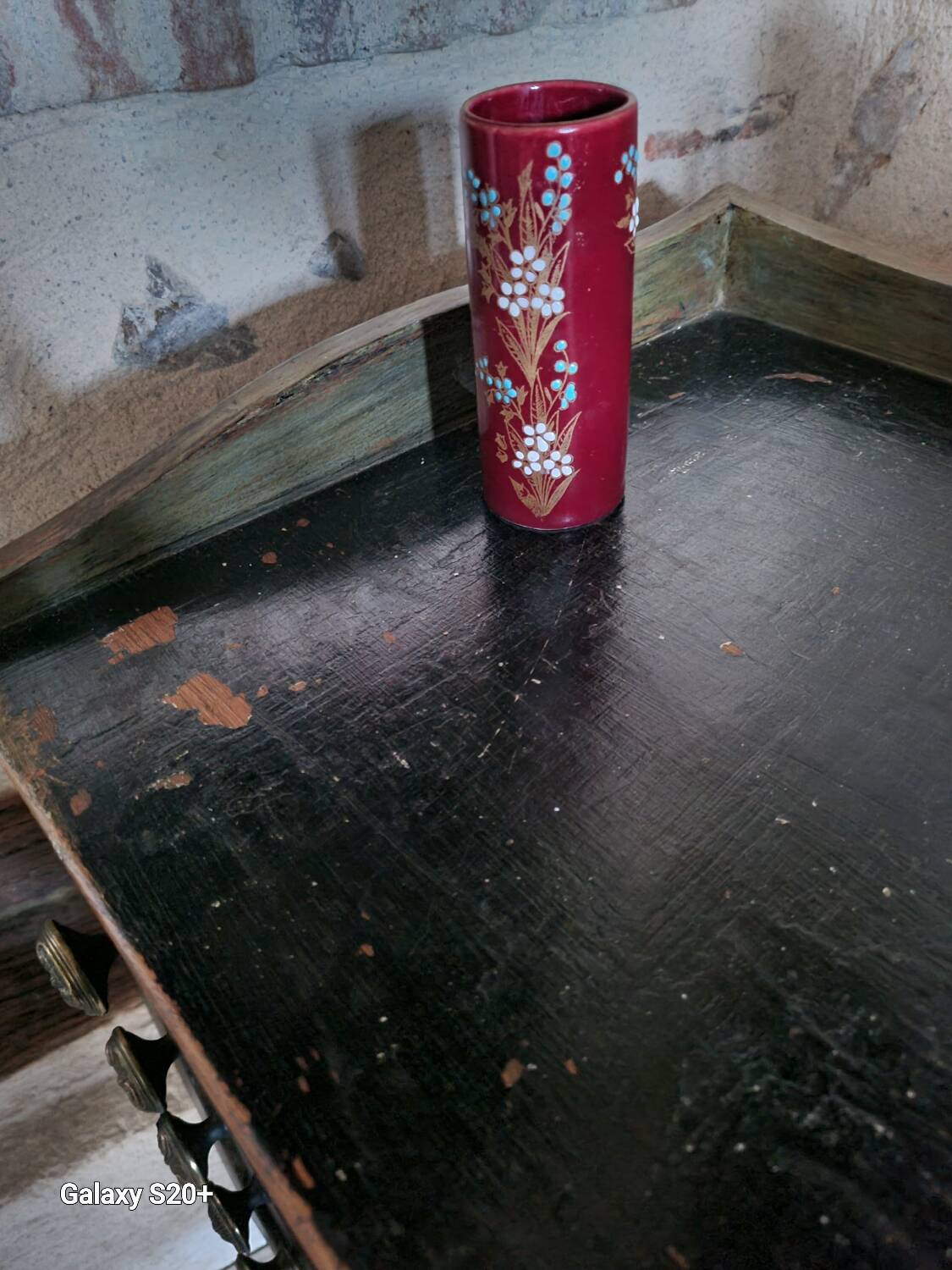 Antique Gien cylinder vase