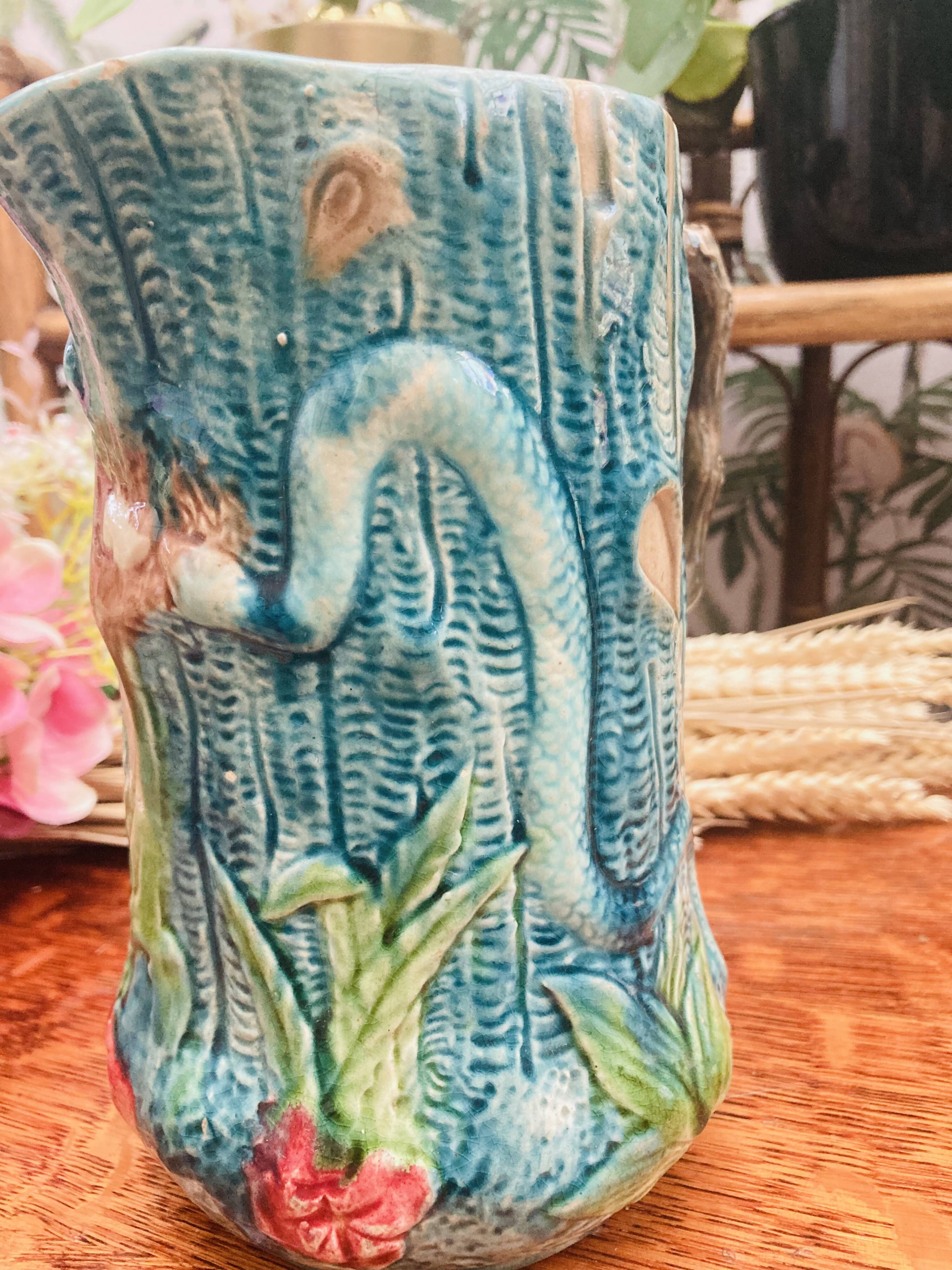 Vintage slip pitcher vase