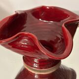 Very Pretty Vintage 50s Cup in Red Enameled Stoneware Clover Shape 🍀