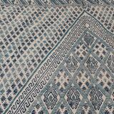 Traditional white and blue margoum carpet woven hands in pure wool