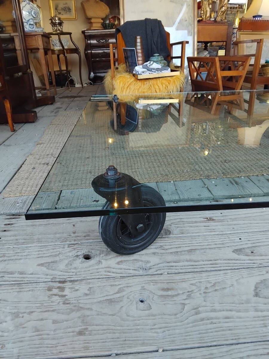 Coffee table - Table with wheels - Gae Aulenti - Fontana Arte - c. 1980