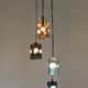 Five Light Colored Glass Brass Chandelier Pendant