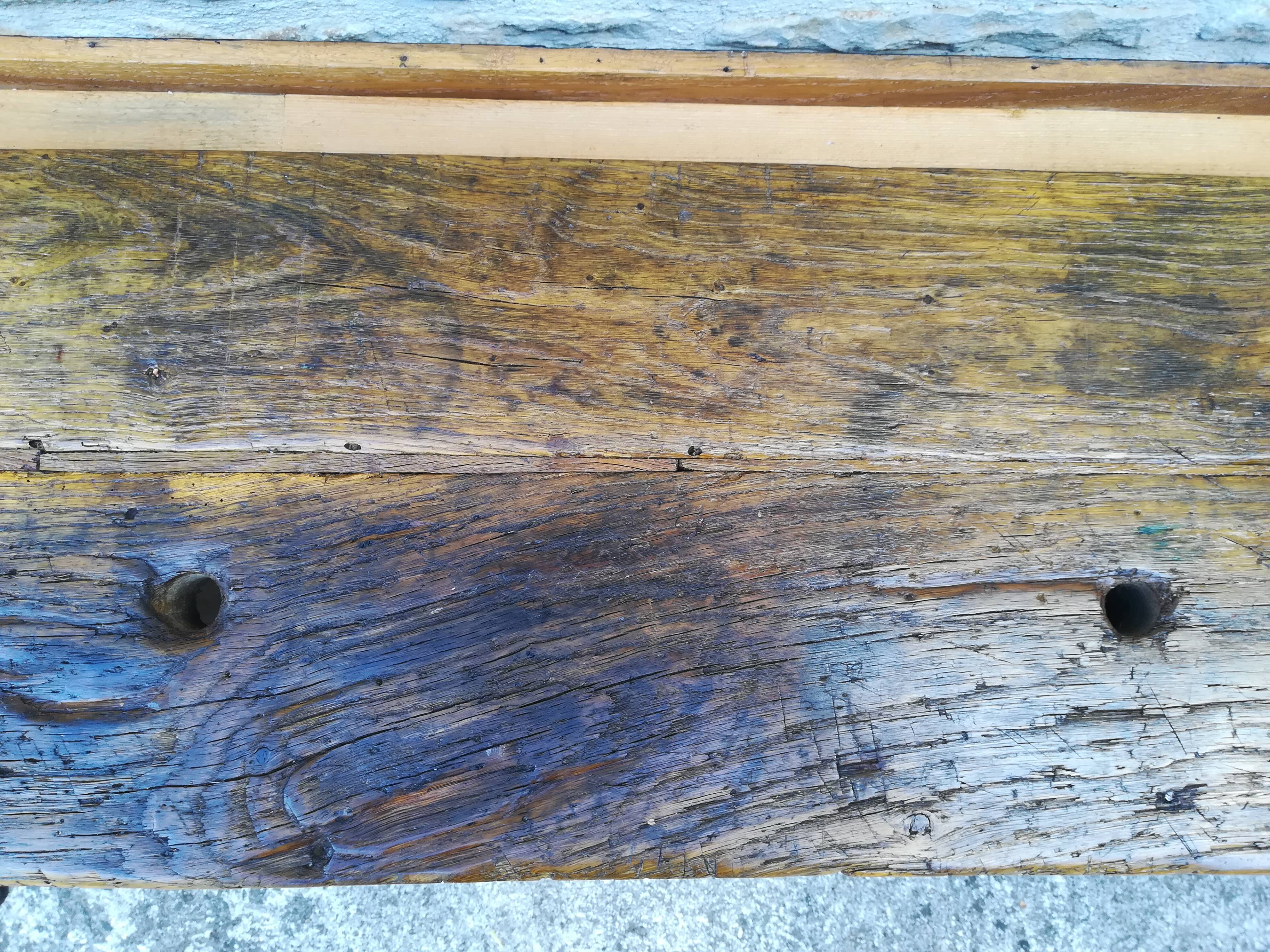 Oak and metal workbench