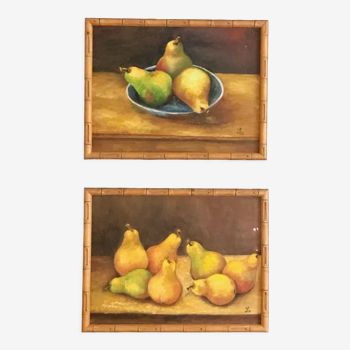 Pair of pear canvases