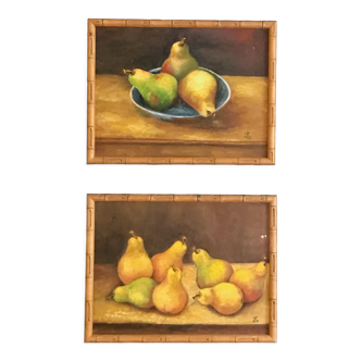 Pair of pear canvases