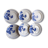 6 flat plates blue flowers