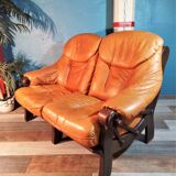 Canapé cuir 2 places 1970s