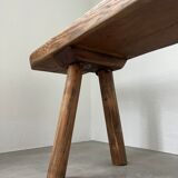 Brutalist bench in solid elm from the 50s