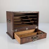 Victorian Oak Writing Cabinet with Automatic Tambour, 19th Century