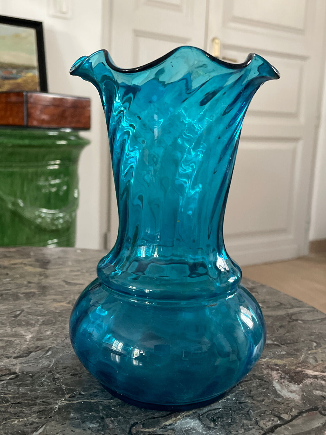 Vase en cristal bleu Georges Sand XIXeme siècle