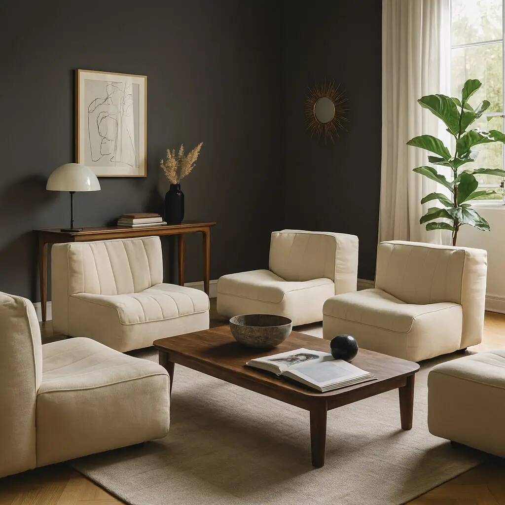 Lot de 4 fauteuils Arflex 9000 vintage en tissu, design Tito Agnoli, années 1970