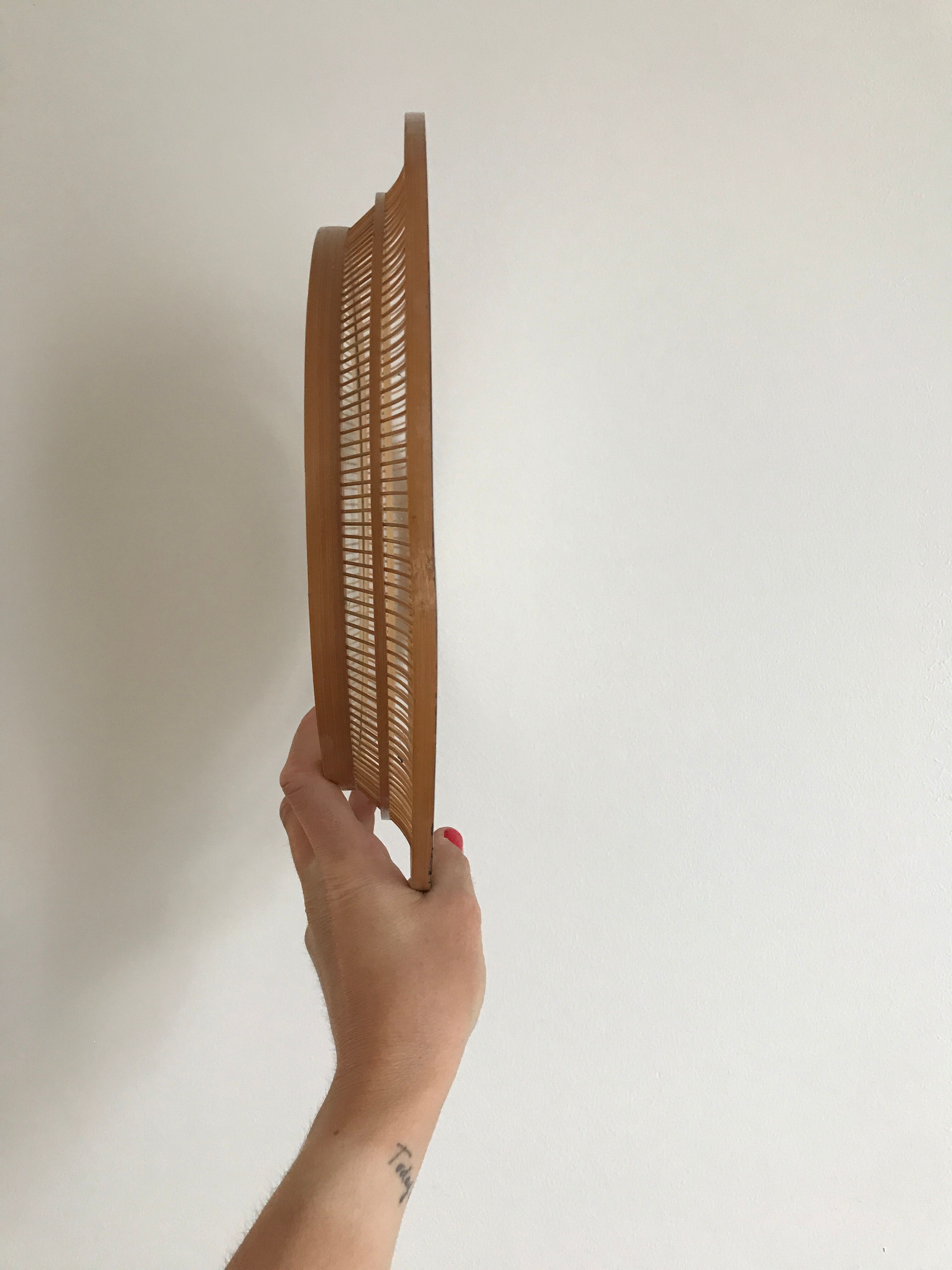 Empty bamboo pocket, glass and true butterfly wings