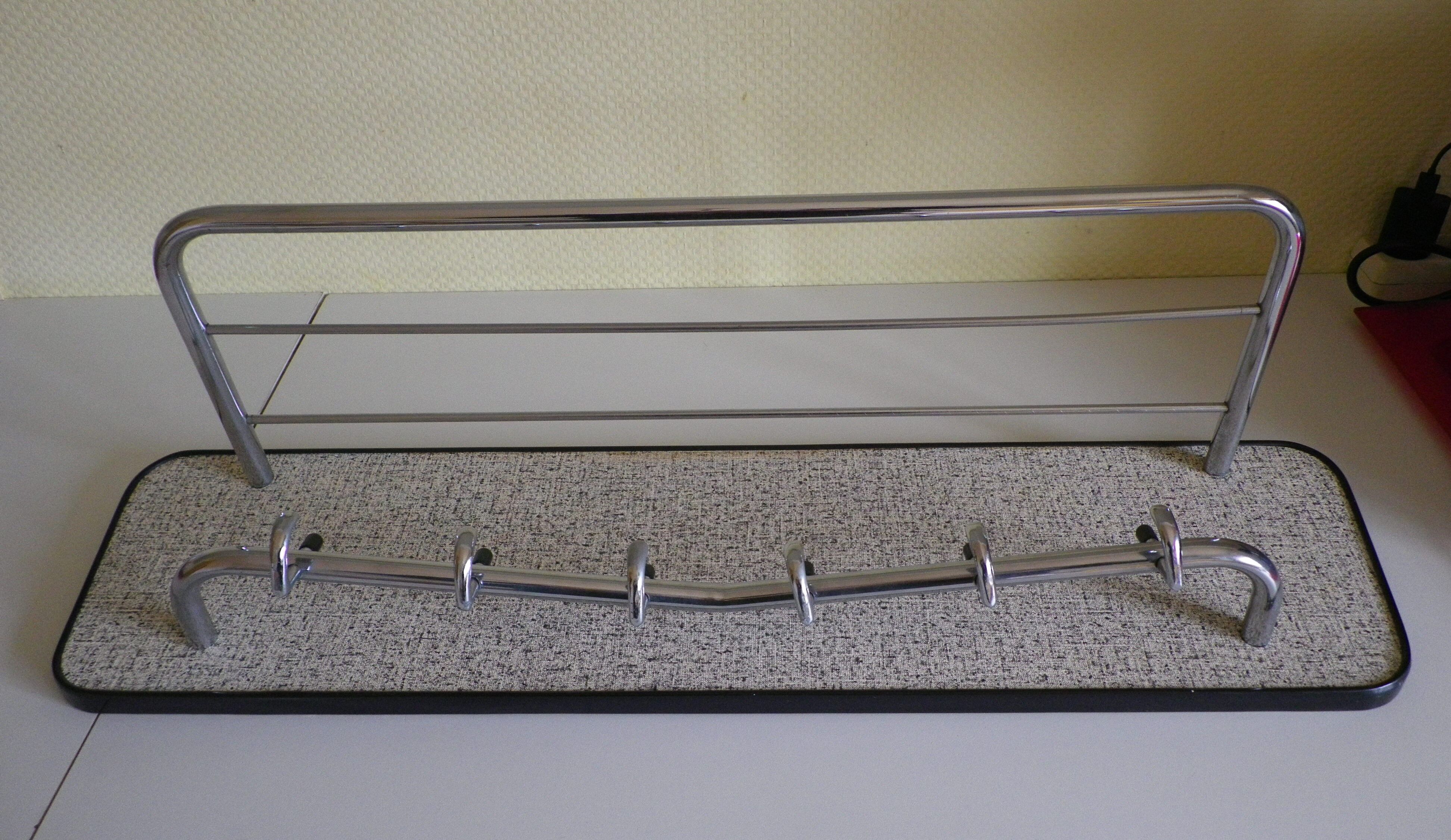Chromed metal wall coat rack 1960