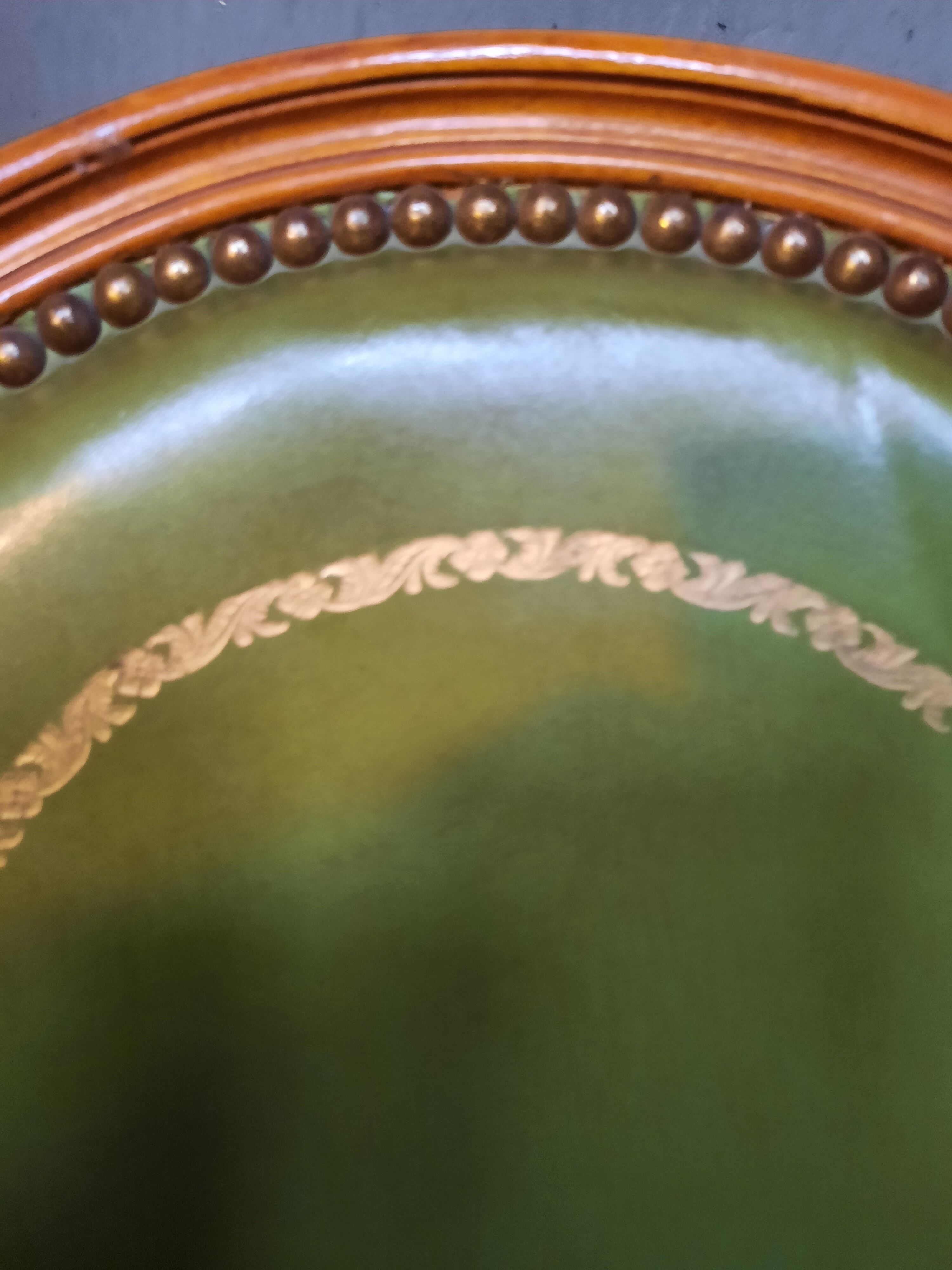 Pair of Louis XVI style leather armchairs