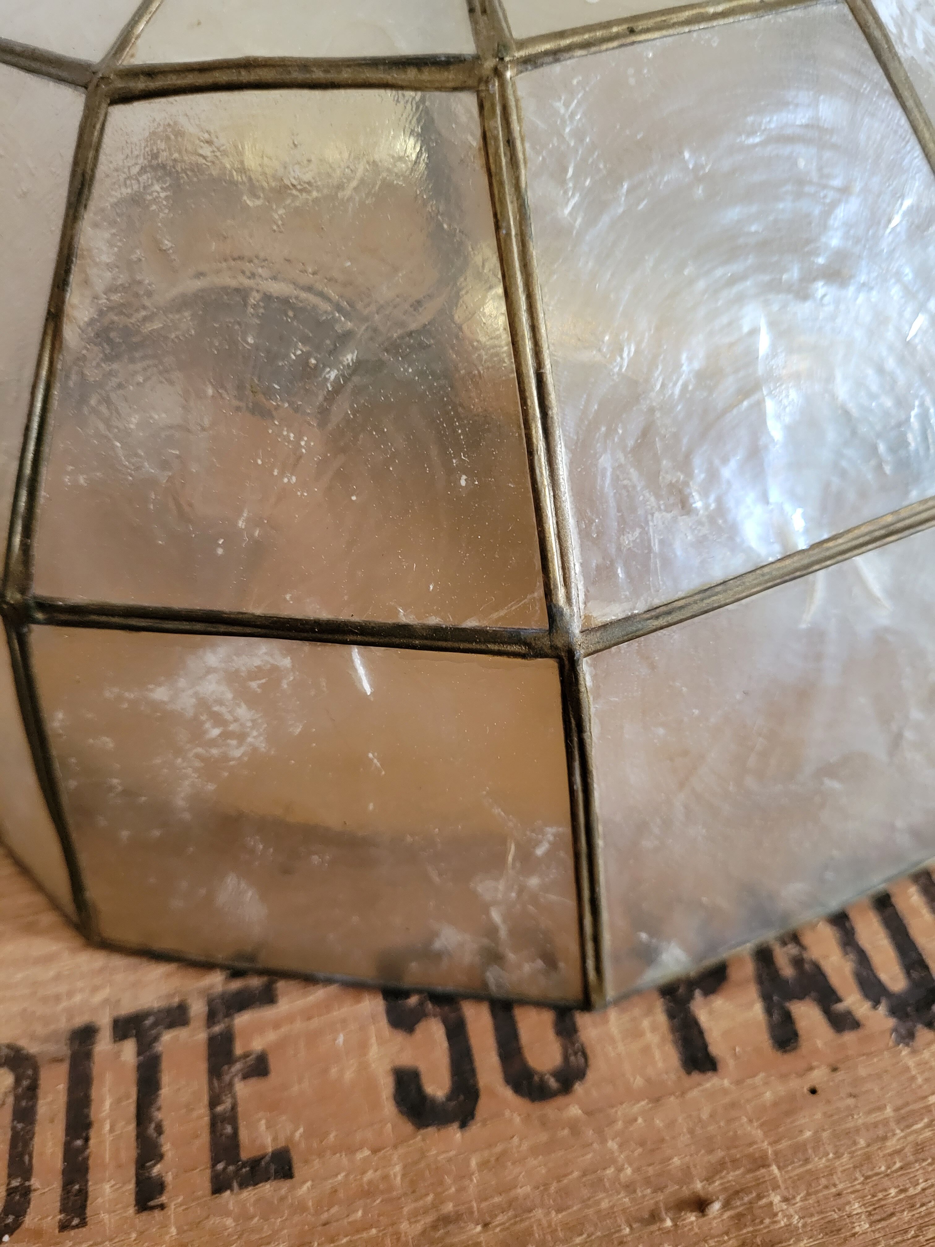 Mother-of-pearl and brass ceiling light