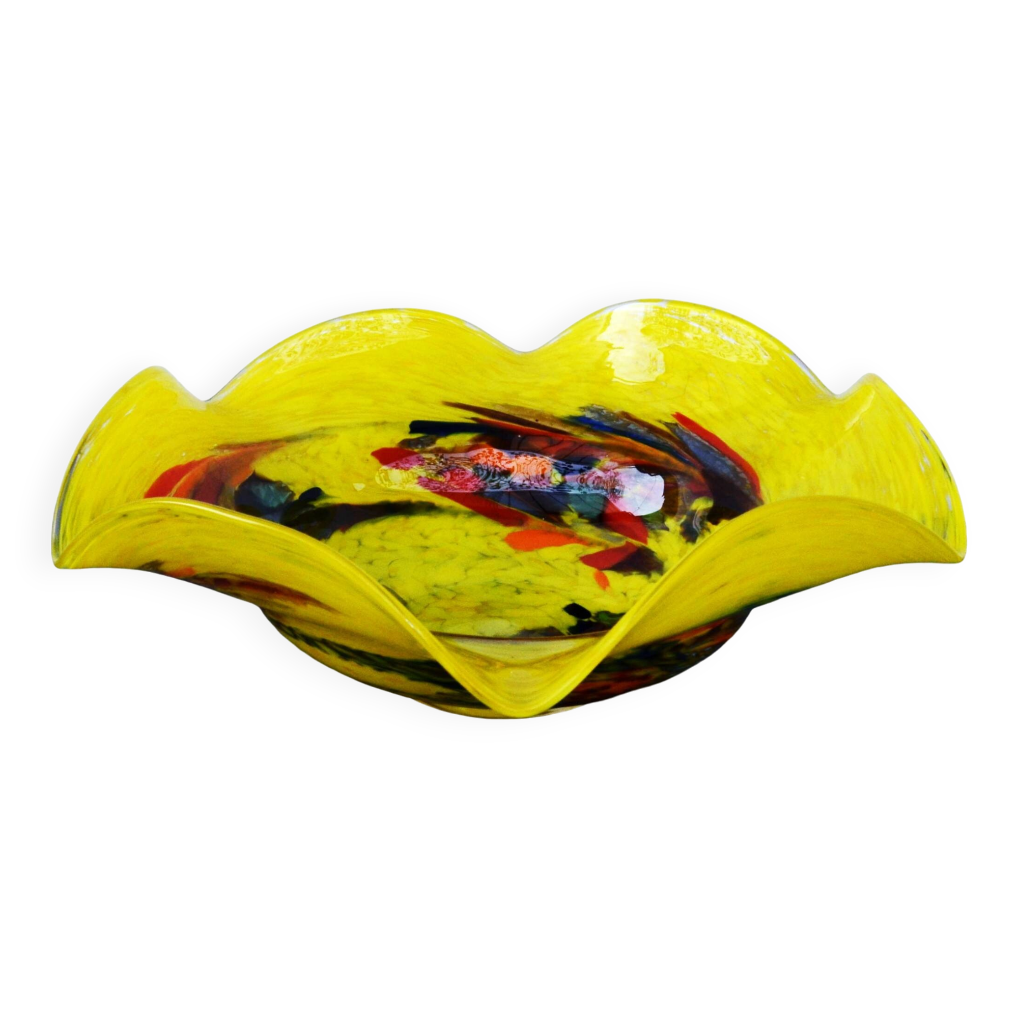 Mid Century Center Multicolored Table Bowl Murano Glass