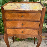 Old wooden bedside table