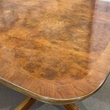 Table in walnut and beech burl, 1980s, with 1 extension leaf