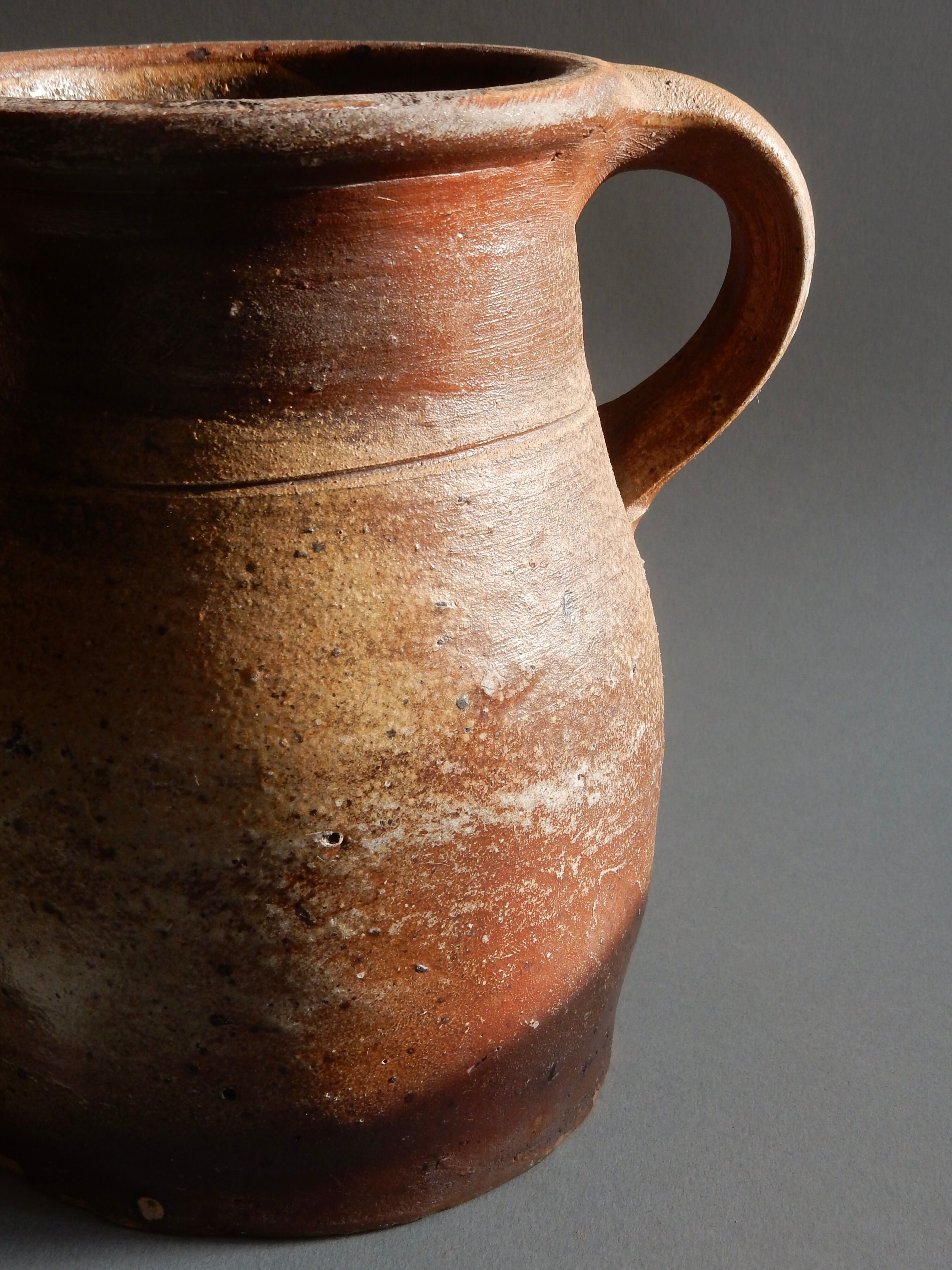 Brown terracotta milk pot / French antique farm / Artisan pottery