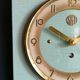 Horloge formica vintage pendule murale silencieuse carrée "SMI vert doré"