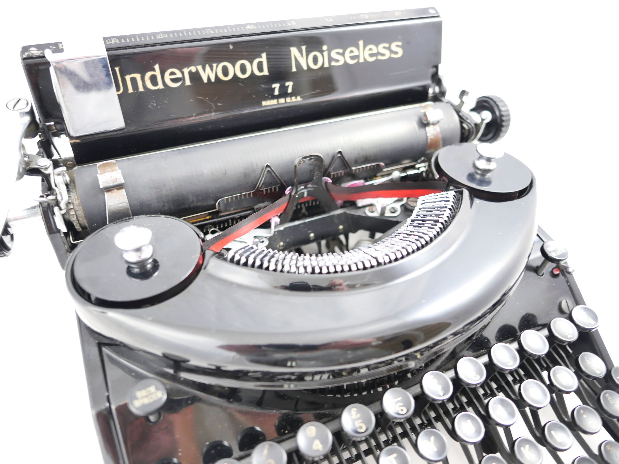 Machine à écrire Underwood Noiseless 77 portable noire de 1938 révisée ruban neuf