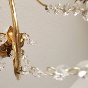 Messing vergoldet 6-Licht Kronleuchter Lampe Wasserfall Kristall 1950-1970