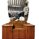 English art deco walnut hairdresser, vintage 1950