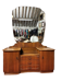 Coiffeuse anglaise art déco en noyer, vintage 1950