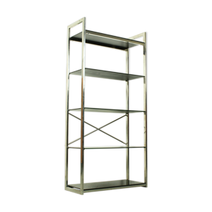 Etagère en chrome et verre fumé, années 1970