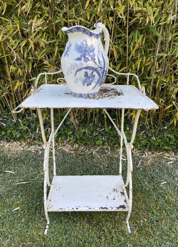 Coiffeuse console de toilette en métal Antique France shabby chic 1920