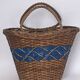 Panier vintage osier tressé bande bleue