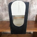 Old small bird cage caoa wood + metal + plastic tray vintage