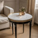Bouillotte table in Louis XVI style made of blackened wood, marble, and brass.