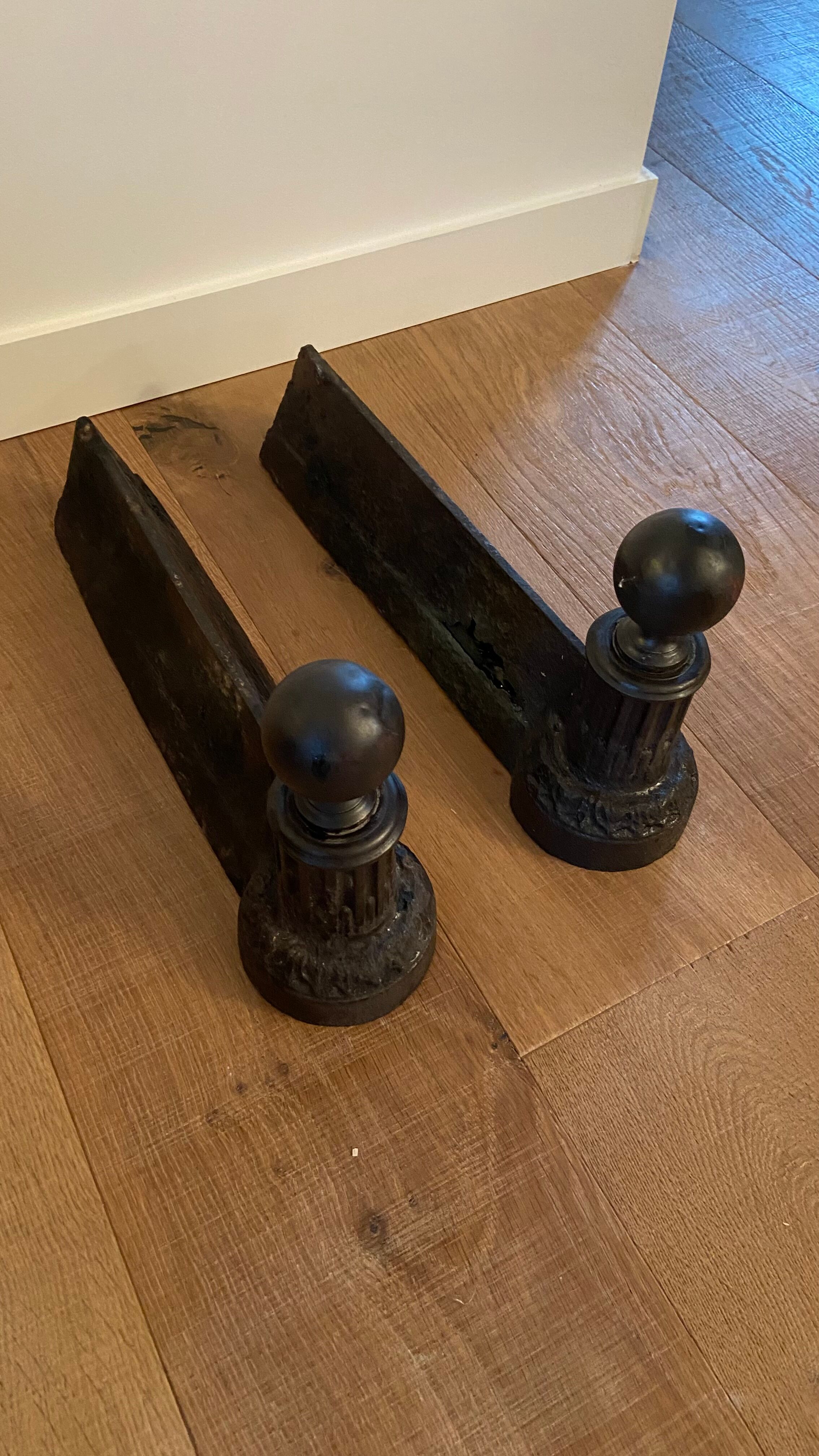 Pair of nineteenth cast and bronze chenets