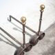 Vintage shirts, pair of wrought iron chenets and brass ball, large Napoleon III Style chenets