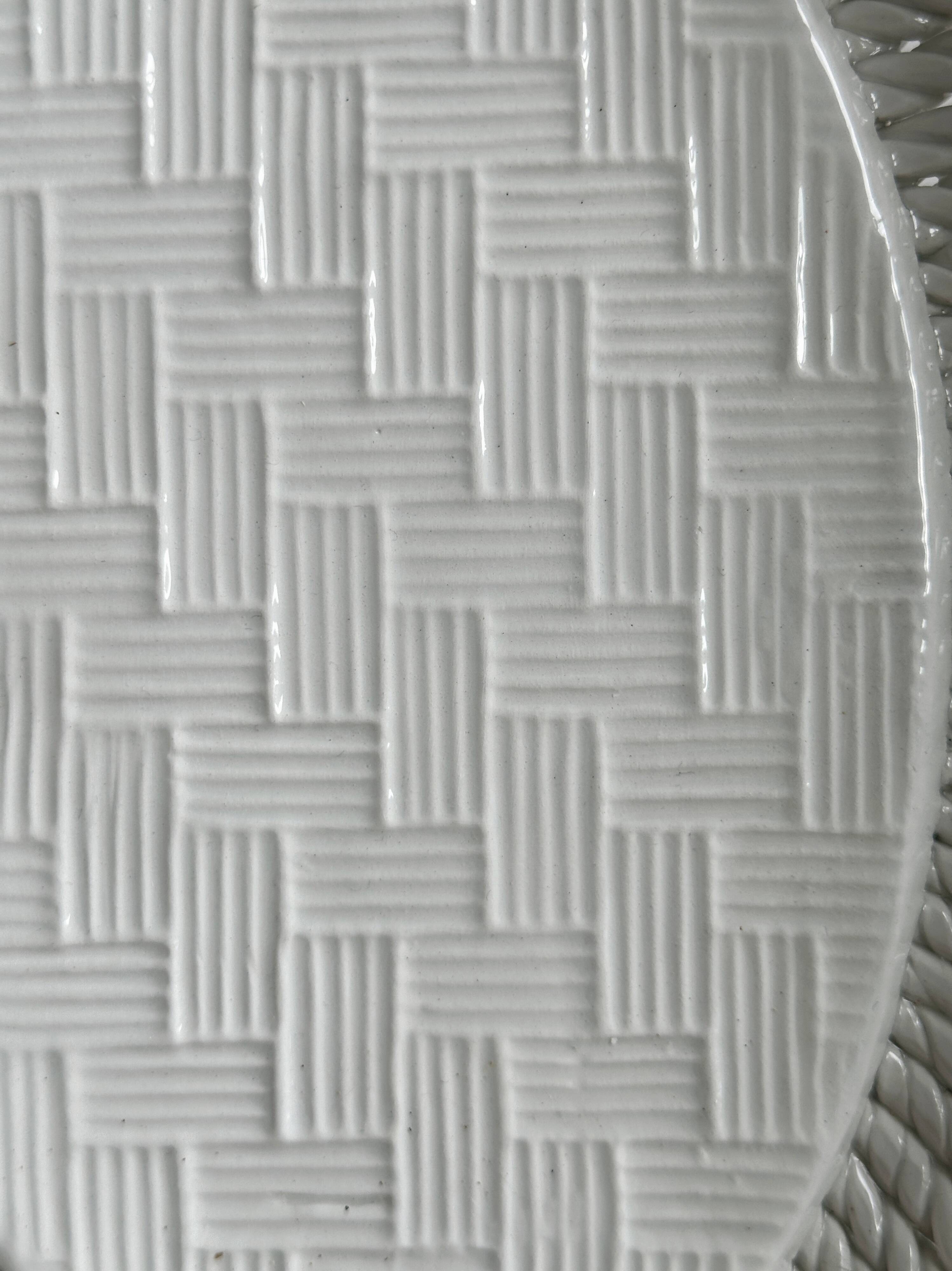 Woven white porcelain bread basket