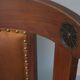 Chaise de bureau rotative nautique antique en teck, fer et cuir