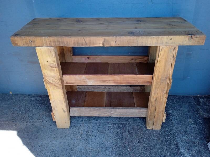 Old solid wood workbench furniture