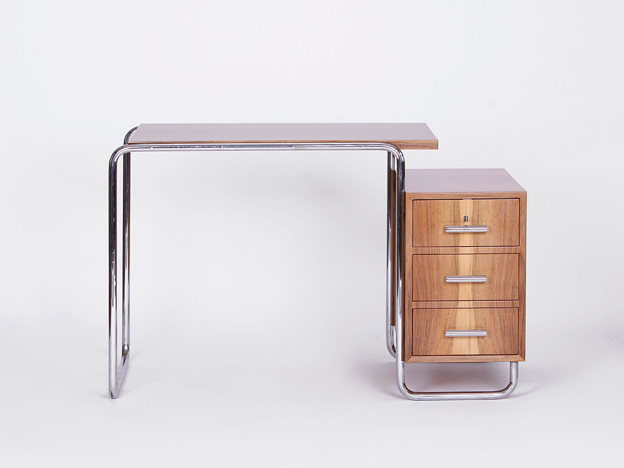Functionalist Desk Czech Bauhaus Tubular Steel, 1930s