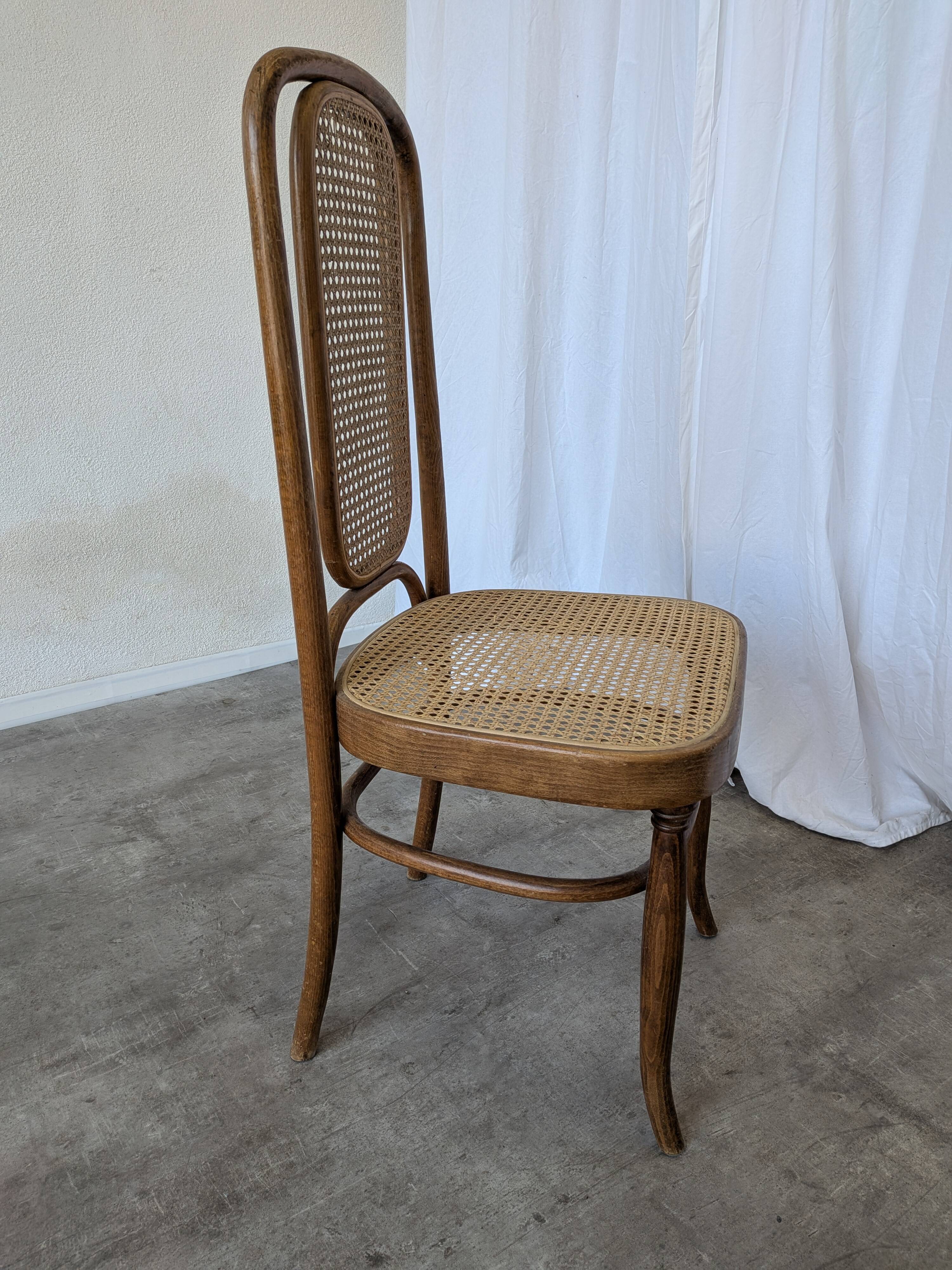 Vintage High Back Bentwood Cane Dining Chair / Thonet Style / Torn Seat