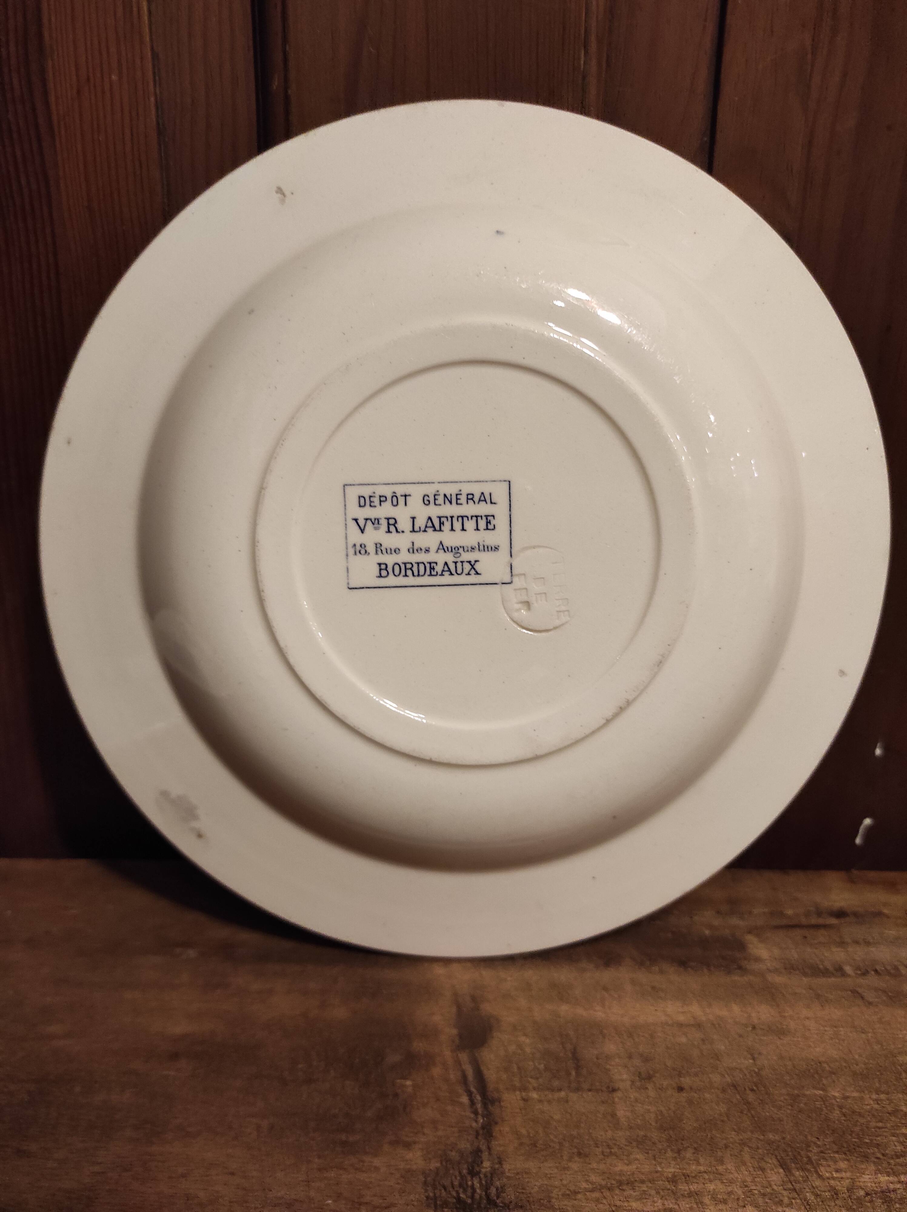 French vintage soup plate, R. Lafitte, Terre de Fer, Salins